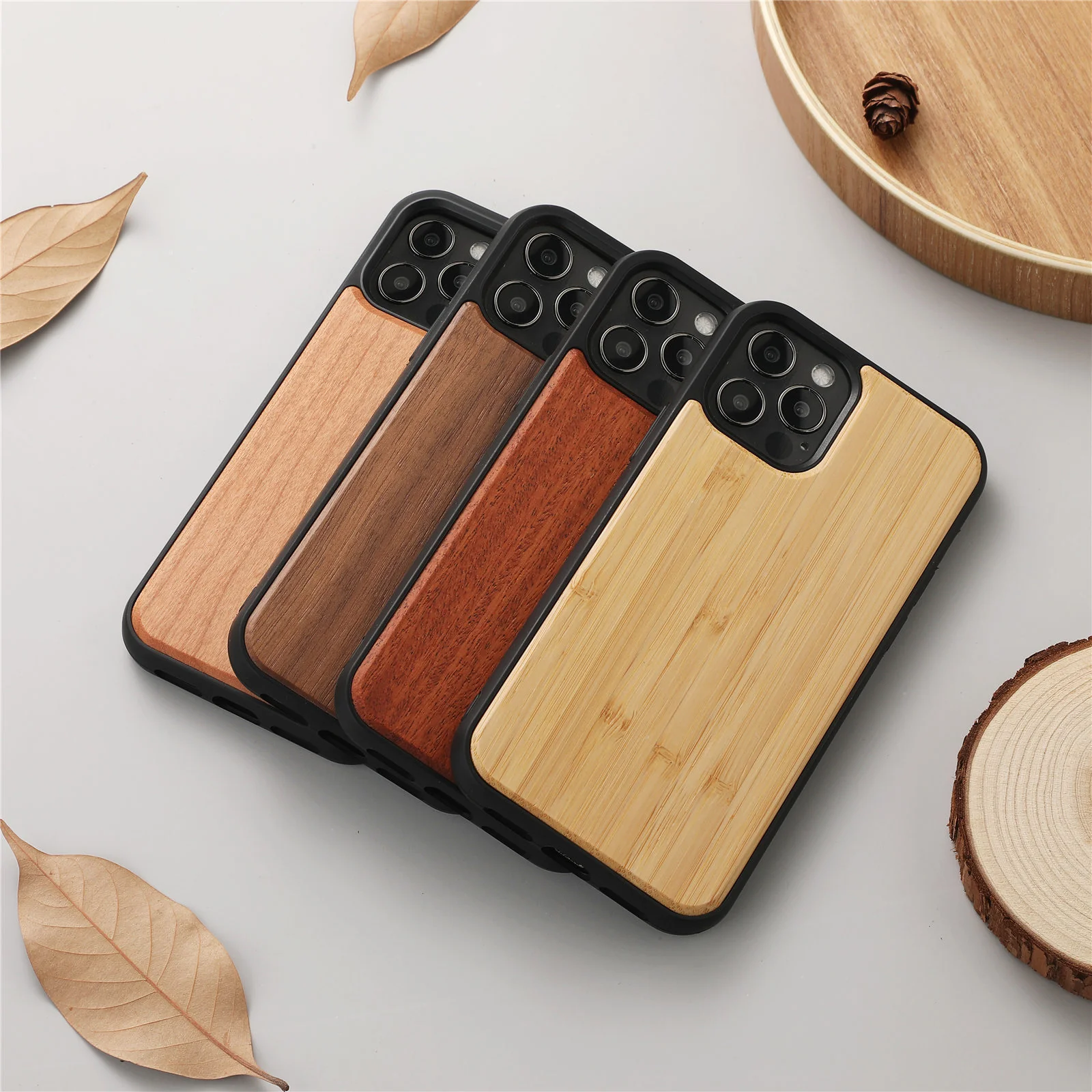 iphone mobile phone case solid wood magnetic anti-fall mobile phone case