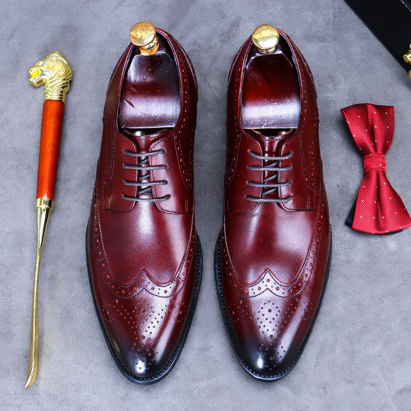 Higher Quality Men's brogue engraved men's shoes vintage cowhide leather shoes
