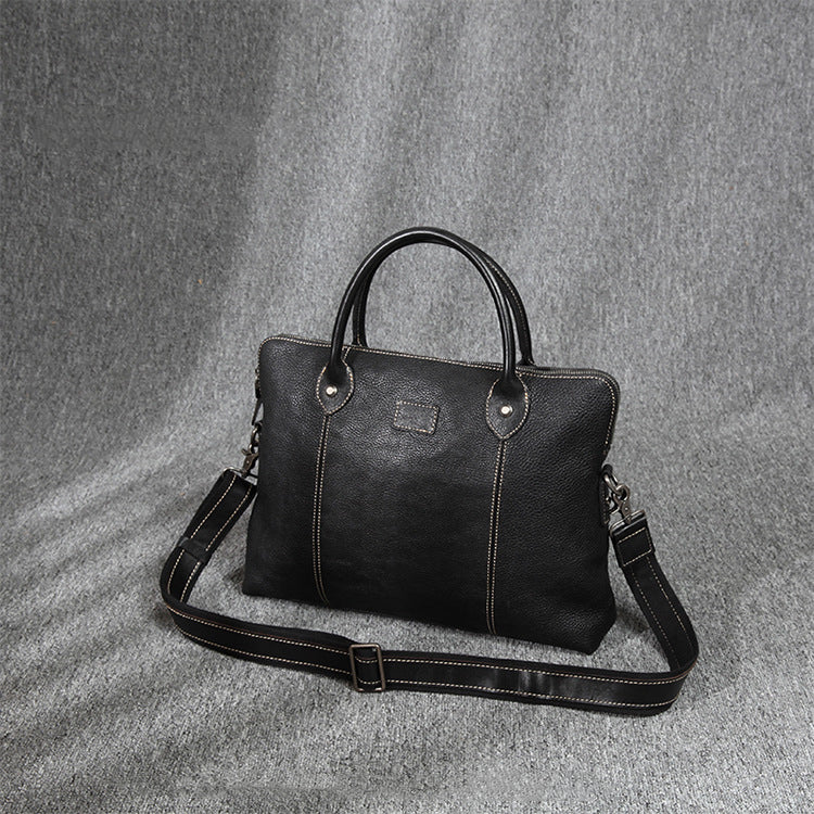 Leather vegetable tanned leather cowhide messenger bag trendy computer bag