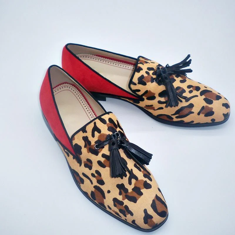 2024 New LEOPARD PRINT Men Shoes Fashion Casual British Gentleman Tassel Loafers