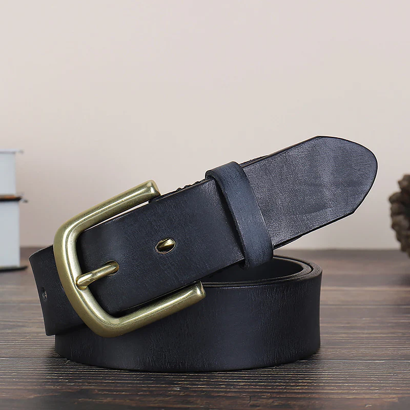 Men's genuine leather business retro first layer cowhide pin buckle belt(3 color)