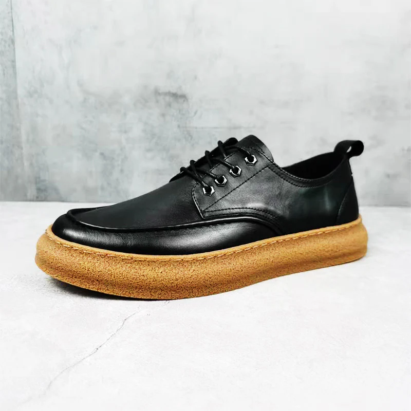Four seasons retro leather men's shoes casual fashion versatile ultra light and breathable
