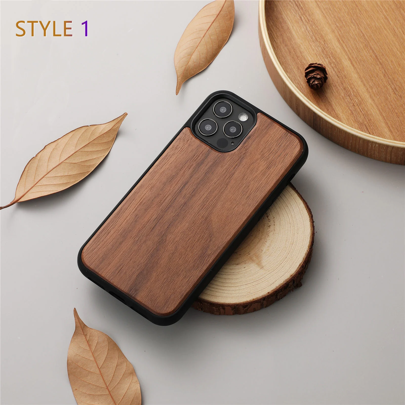 iphone mobile phone case solid wood magnetic anti-fall mobile phone case